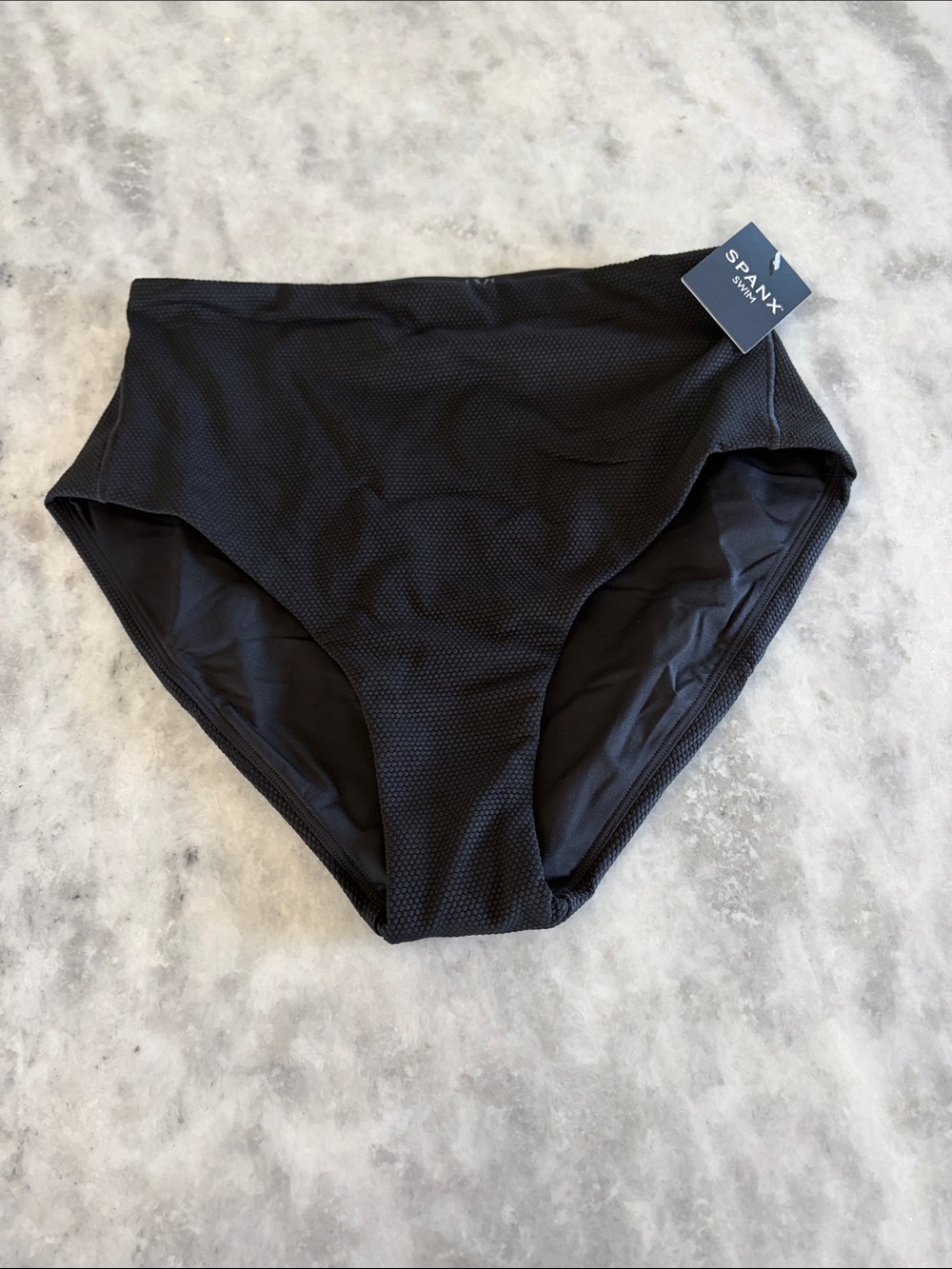 SPANX Textured High-Waist Bikini Bottoms in Black BRAND NEW